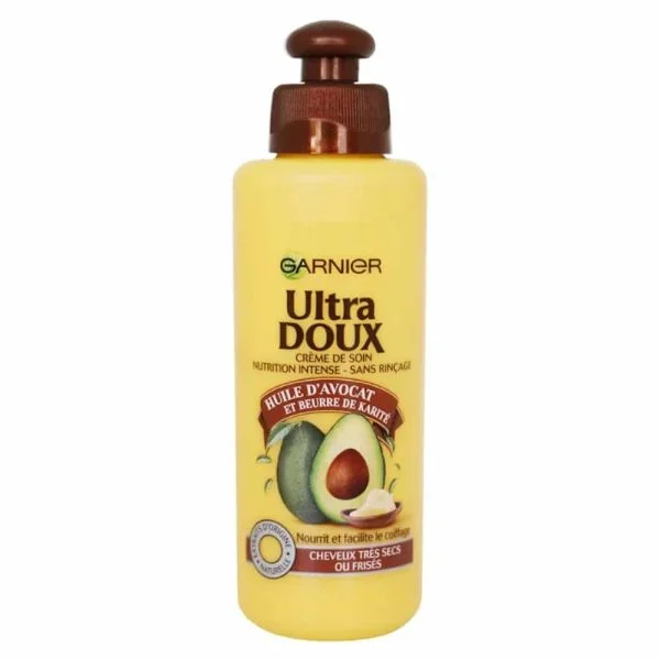 Flacon jaune Garnier Ultra Doux Crème de Soin Huile d'Avocat