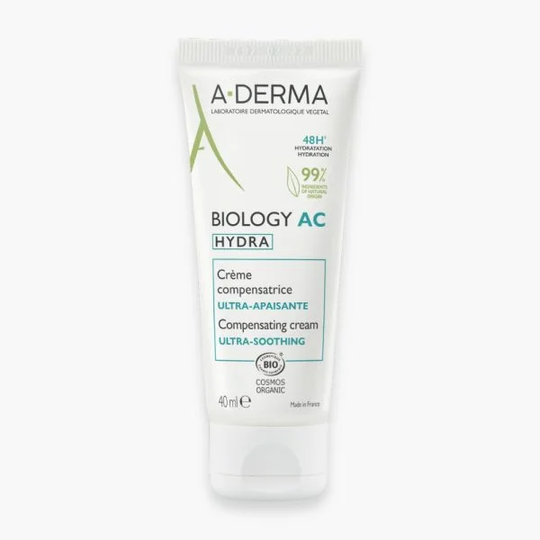Tube blanc A-Derma Biology AC Hydra crème compensatrice 40 ml