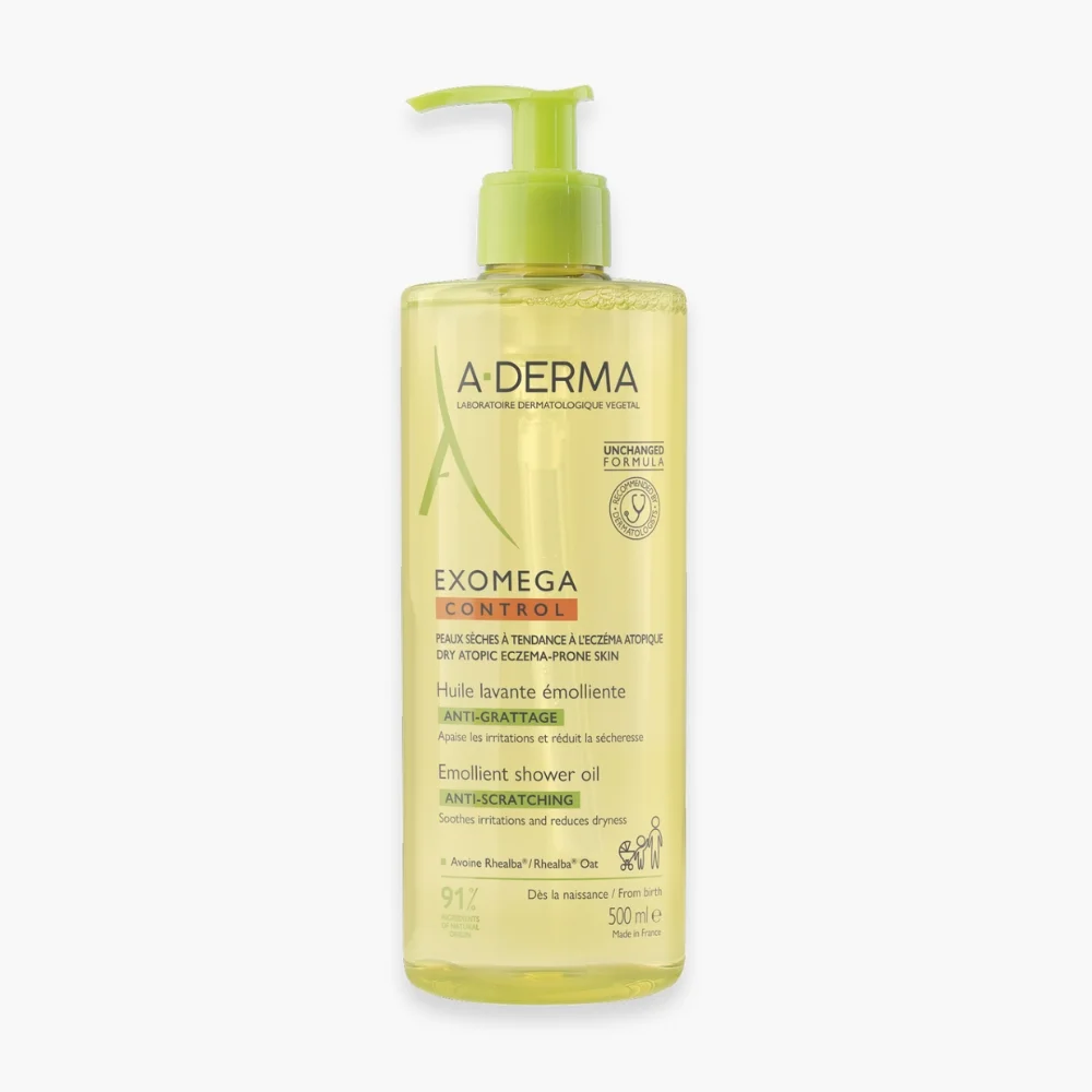 a-derma-exomega-control-huile-lavante-emolliente-anti-grattage-500ml.jpg Flacon pompe jaune A-Derma Exomega Control huile lavante 500 ml