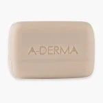 Pain dermatologique A-Derma beige rectangulaire gravé du nom de la marque