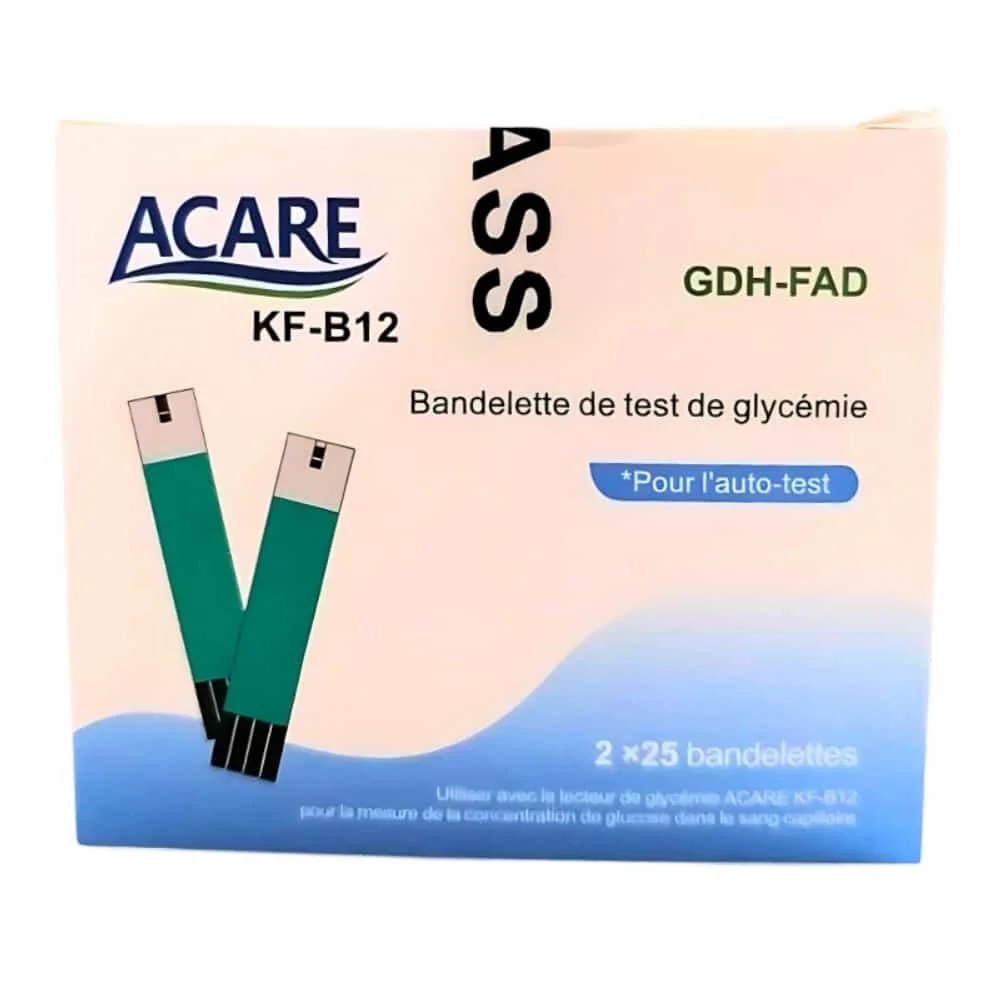 acare-bandelettes-de-test-de-glycemie-gdh-fad-2x25u.jpg Boîte Acare KF-B12 bandelettes de test de glycémie GDH-FAD deux étuis