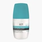 Roll-on ACM déodorant anti-transpirant fraîcheur 48h, capuchon bleu turquoise, flacon blanc