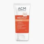 Tube orange ACM Medisun gel matifiant solaire SPF50+ visage 40 ml