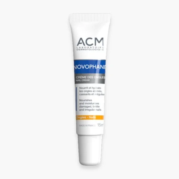 Tube blanc et bleu ACM Novophane crème des ongles 15 ml
