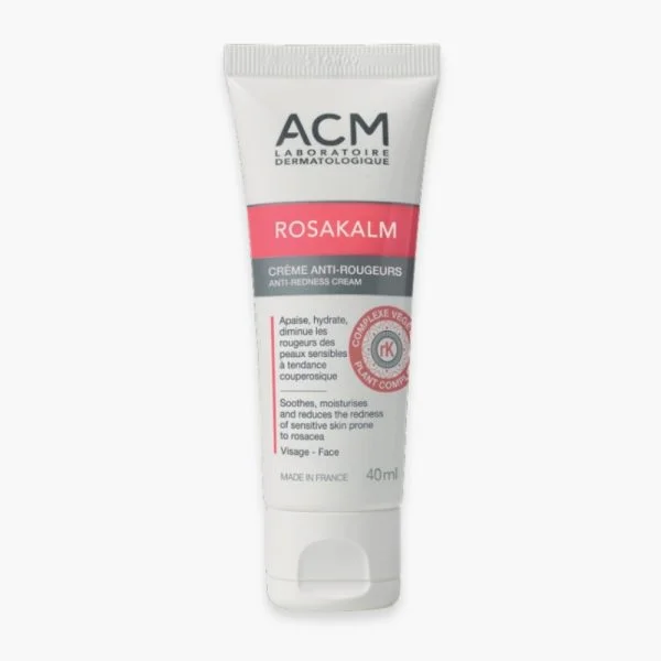 Tube blanc et rose ACM Rosakalm crème anti-rougeurs visage 40 ml