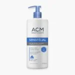 Grand flacon-pompe blanc et bleu ACM Sensitélial gel nettoyant surgras 500 ml