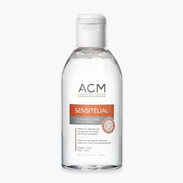 Flacon transparent ACM Sensitélial lotion micellaire 250 ml visage et yeux