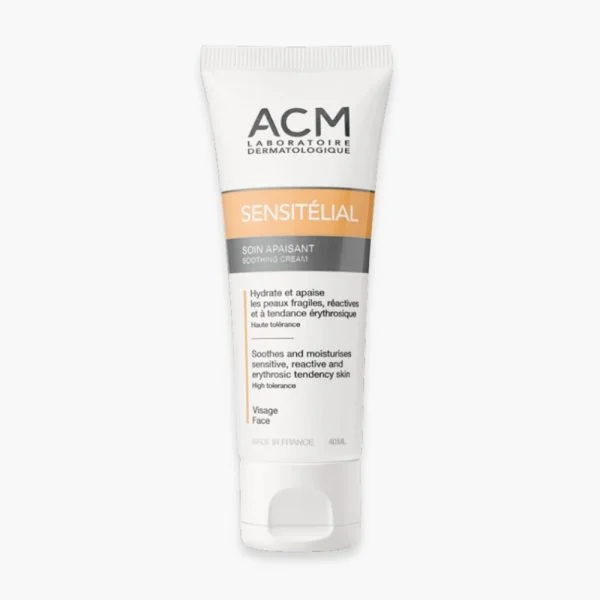 Tube blanc et orange ACM Sensitélial soin apaisant visage 40 ml
