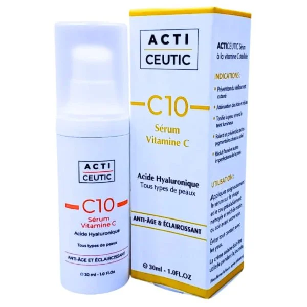 Flacon pompe et étui Acti Ceutic C10 sérum vitamine C 30 ml
