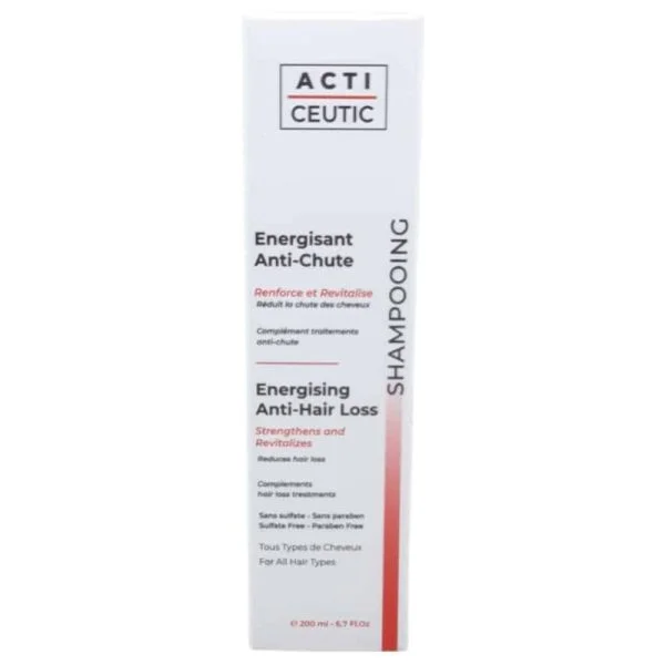 Étui blanc et rouge Acti Ceutic shampooing énergisant anti-chute 200 ml