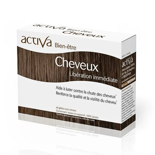Étui Activa Bien-être Cheveux, boîte brune à motif de chevelure