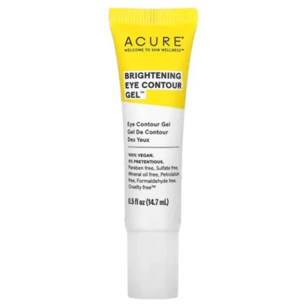 Tube jaune et blanc Acure gel contour des yeux éclaircissant 14,7 ml