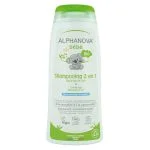 Flacon blanc et vert Alphanova Bébé shampooing 2 en 1 croûtes de lait