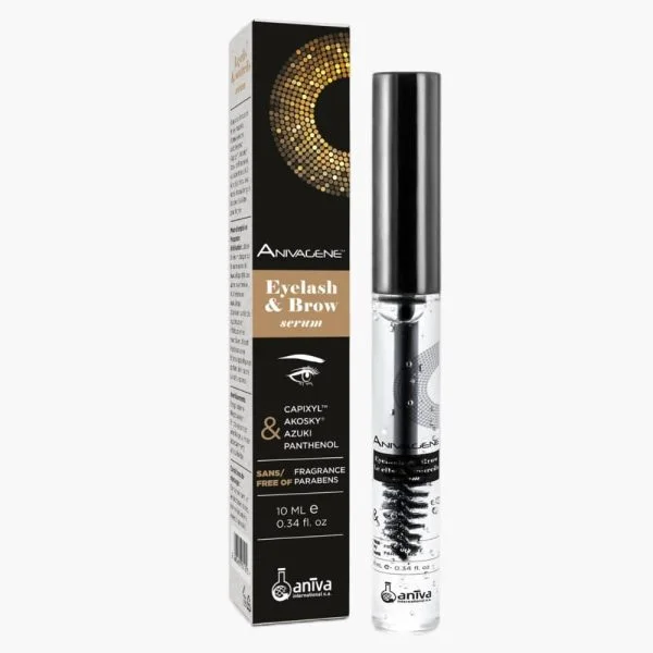 Étui noir et doré Anivagene sérum cils et sourcils avec brosse