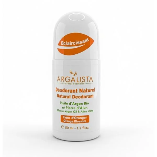 Flacon roll-on blanc Argalista déodorant naturel fleur d'oranger 50 ml