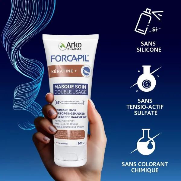 Arkopharma Forcapil Kératine+ Masque Soin Double Usage 200ml – photo 2