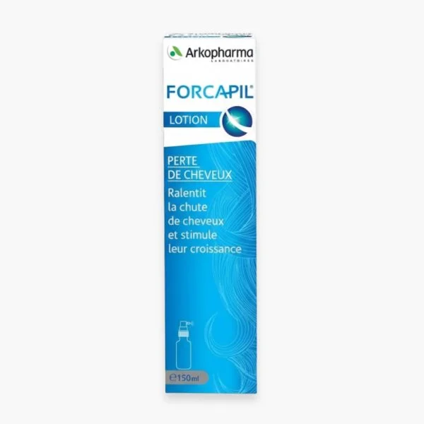 Étui bleu Arkopharma Forcapil lotion perte de cheveux, flacon spray 150 ml