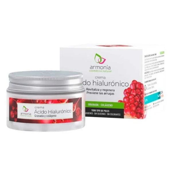Pot argenté et étui Armonia crème acide hyaluronique grenade collagène 50 ml