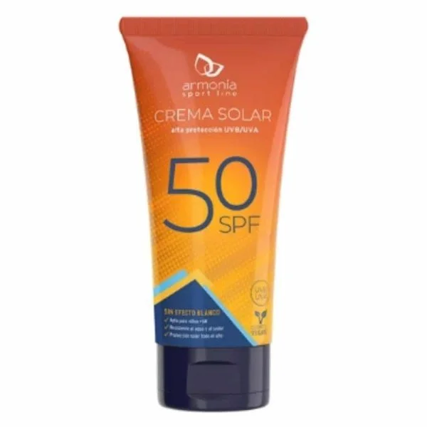 Tube orange dégradé Armonia Sport Line crème solaire SPF 50 haute protection