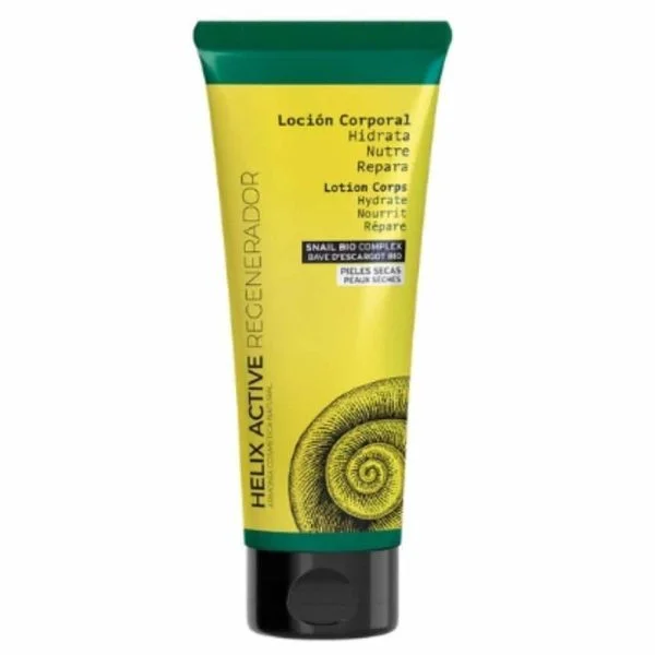 Tube jaune et vert Armonia Helix Active lotion corporelle 200 ml motif escargot