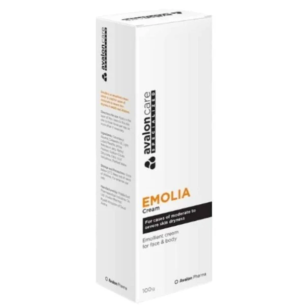 Étui blanc et orange Avalon Care Emolia crème émolliente 100 g