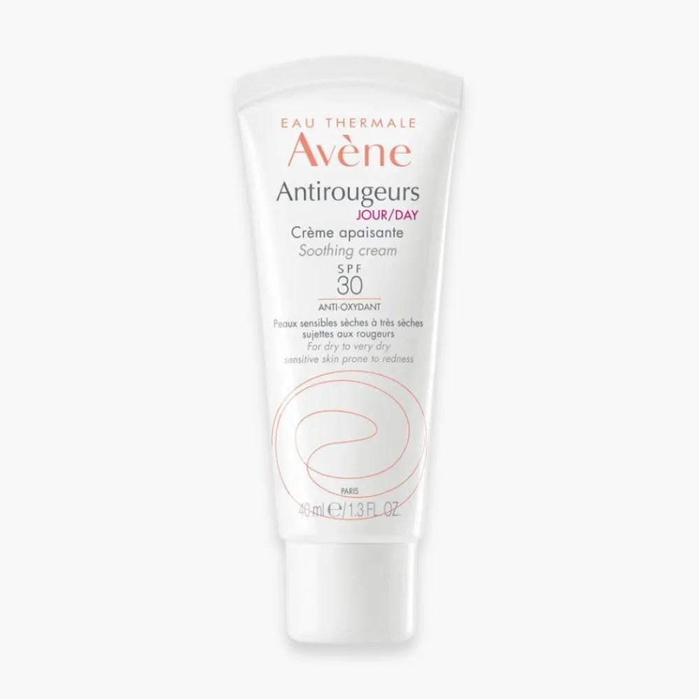 avene-antirougeurs-creme-de-jour-apaisante-spf30-40ml.jpg Tube blanc Avène Antirougeurs Jour crème apaisante SPF30 40 ml