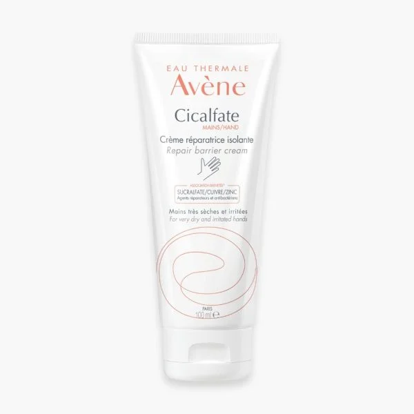 Tube blanc Avène Cicalfate Mains, crème réparatrice isolante, illustration main