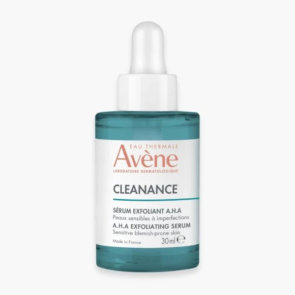 Flacon compte-gouttes turquoise Avène Cleanance sérum exfoliant AHA 30 ml