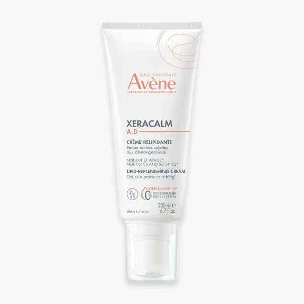 Tube blanc à pompe Avène XeraCalm A.D crème relipidante 200 ml