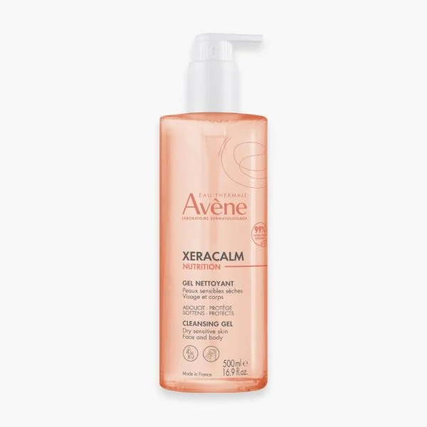 Flacon pompe rosé Avène XeraCalm Nutrition gel nettoyant 500 ml