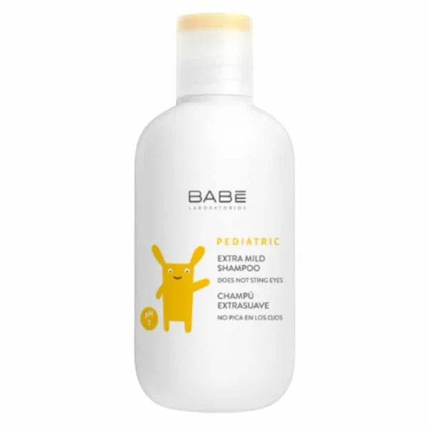 Flacon blanc Babé Pediatric shampoing extra-doux 200 ml mascotte jaune