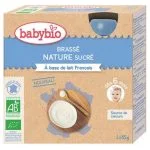 Étui carton bleu Babybio brassé nature sucré quatre pots bio