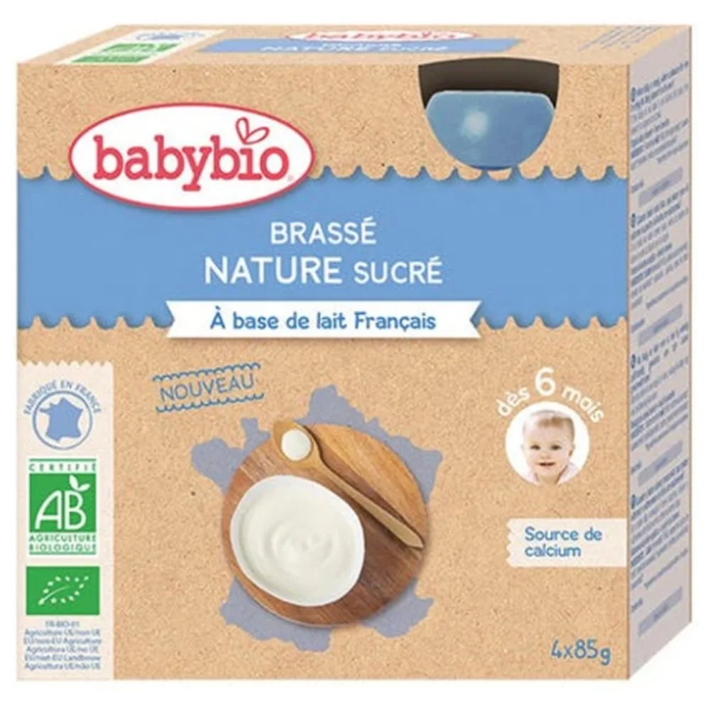 babybio-brasse-nature-sucre-a-base-de-lait-6mois-bio-4x85g.jpg Étui carton bleu Babybio brassé nature sucré quatre pots bio