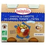 Lot de deux pots Babybio compotée carotte tomate et pâtes au lait