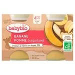 Lot de deux pots Babybio purée banane et pomme d'Aquitaine bio