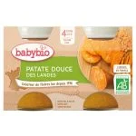 Pack de deux petits pots Babybio patate douce des Landes, texture lisse, certifié AB