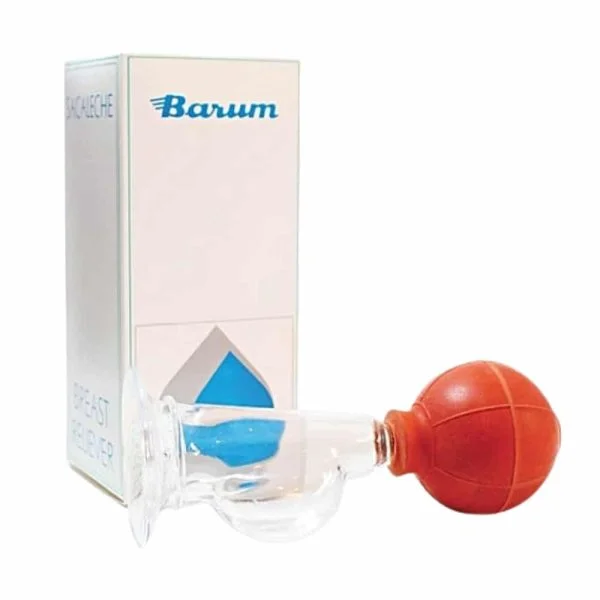 Tire-lait Barum en verre, poire rouge et boîte blanche