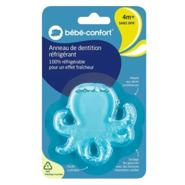 Anneau de dentition réfrigérant Bébé Confort en forme de pieuvre bleue sous blister