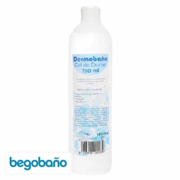 Flacon blanc Dermobaño gel de douche Begobaño 750 ml étiquette bleue