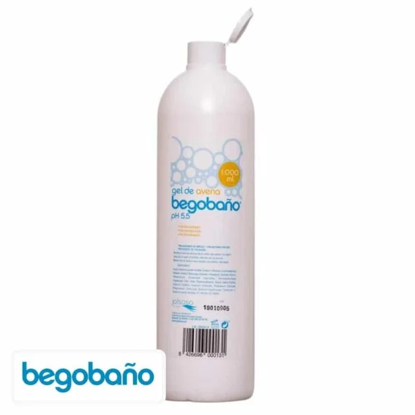 Flacon blanc de gel douche à l'avoine Begobaño pH 5.5 1000 ml