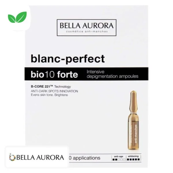 Boîte Bella Aurora Blanc-Perfect et ampoule dorée anti-taches Bio10