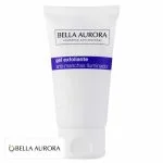 Tube blanc gel exfoliant anti-taches Bella Aurora avec bandeau bleu foncé