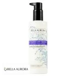 Flacon pompe blanc à motifs floraux bleus, gel nettoyant Bella Aurora