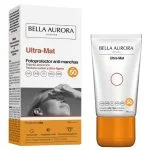 Tube blanc et flacon orange Ultra-Mat Bella Aurora SPF50 anti-taches