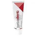 Tube de dentifrice Betadent Gums blanc et rouge, formule dentaire italienne
