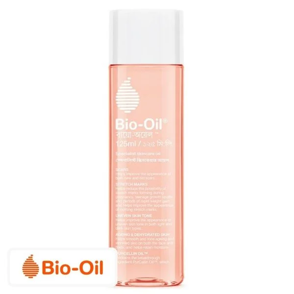 Flacon rose Bio-Oil huile de soin 125 ml avec bouchon blanc