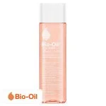 Flacon rose Bio-Oil huile de soin avec bouchon blanc et étiquette détaillée