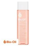 Flacon rose Bio-Oil huile de soin avec bouchon blanc et étiquette détaillée