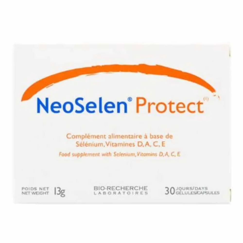 bio-recherche-neoselen-protect-selenium-vitamines-d-a-c-e-90-gelules.jpg Étui blanc et orange NeoSelen Protect sélénium et vitamines D, A, C, E