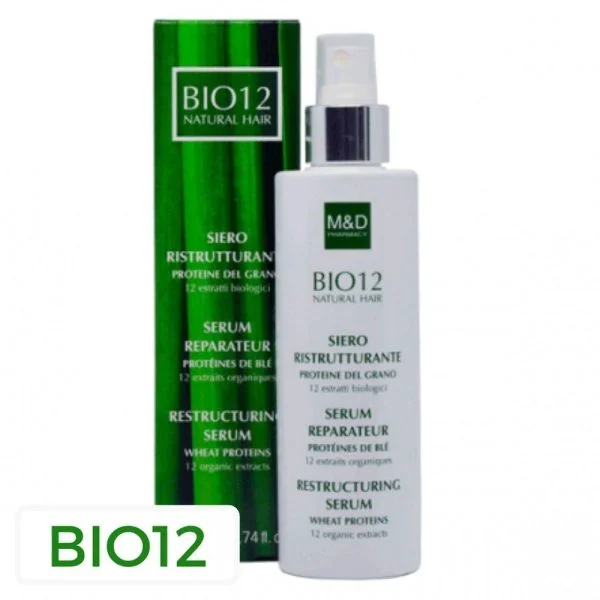 Flacon spray blanc Bio12 sérum réparateur 200 ml et étui vert